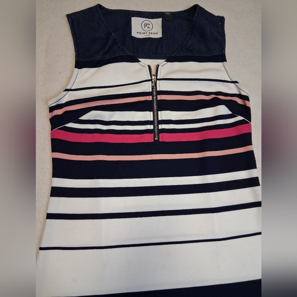 Point Zero Striped Mini Dress in Navy, Pink, and White - Picture 2 of 3